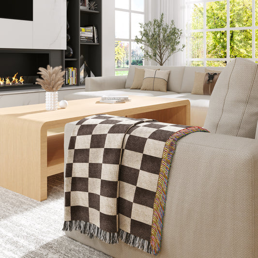 Brown Checkered Throw Blanket - VIRAL